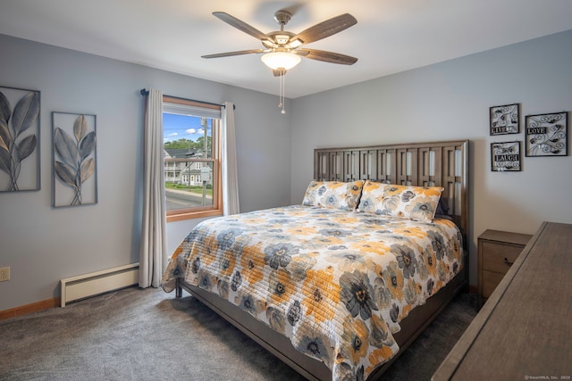 8 Lindsley St, Waterbury, CT 06708 - bedroom featuring baseboard heating, carpet flooring, a ceiling fan, and baseboards