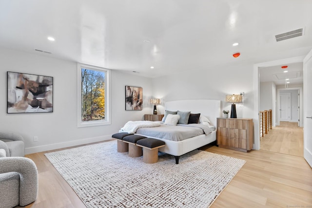 261 N St, Ridgefield, CT 06877 - bedroom featuring attic access, light wood-type flooring, recessed lighting, and baseboards