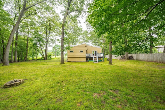 211 Brainard Rd, Enfield, CT 06082 - view of yard with a deck, an outdoor fire pit, and stairway