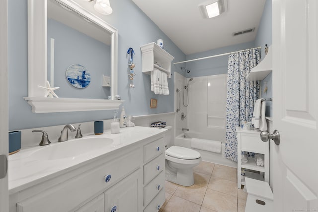 26 Parkway S, New London, CT 06320 - bathroom with toilet, vanity, shower / tub combo with curtain, and tile patterned flooring
