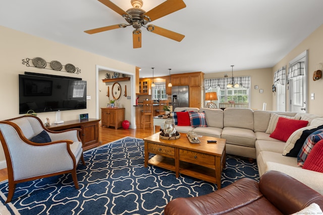 26 Parkway S, New London, CT 06320 - living room featuring light wood-style floors and ceiling fan