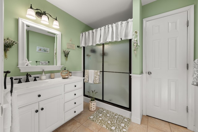 26 Parkway S, New London, CT 06320 - bathroom with a stall shower, tile patterned floors, and vanity