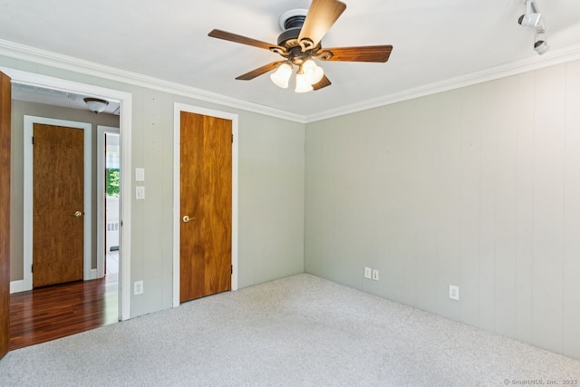 4 Buttonball Dr, Newtown, CT 06482 - unfurnished bedroom with carpet floors, crown molding, and ceiling fan