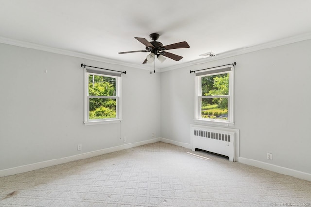4 Buttonball Dr, Newtown, CT 06482 - empty room featuring radiator, crown molding, healthy amount of natural light, and carpet flooring