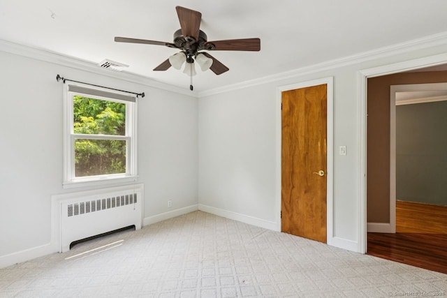 4 Buttonball Dr, Newtown, CT 06482 - spare room featuring radiator, ornamental molding, carpet, and a ceiling fan