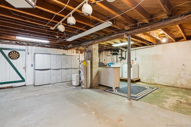 4 Buttonball Dr, Newtown, CT 06482 - unfinished basement featuring washer and dryer and water heater