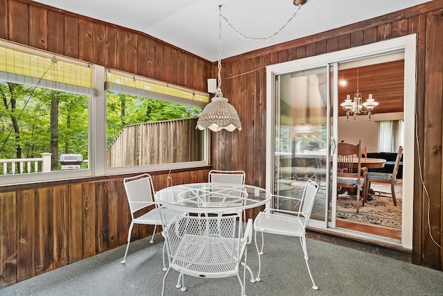 30 Bartling Dr, Easton, CT 06612 - sunroom / solarium featuring vaulted ceiling and a chandelier