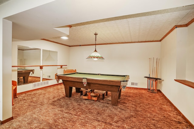 30 Bartling Dr, Easton, CT 06612 - rec room featuring pool table, ornamental molding, carpet, and baseboards