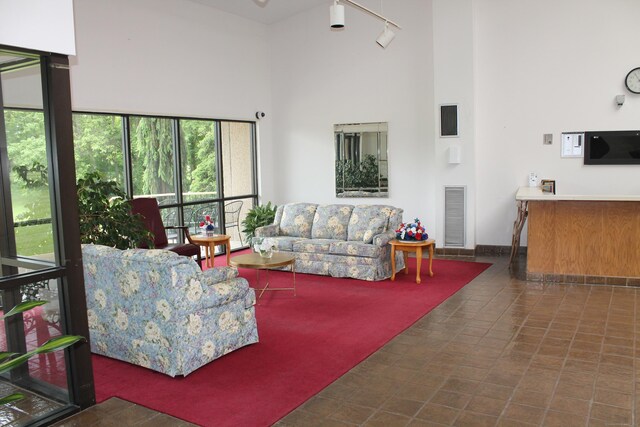 106 S Putter Dr Unit 106, Wallingford, CT 06492 - living area with a high ceiling and rail lighting