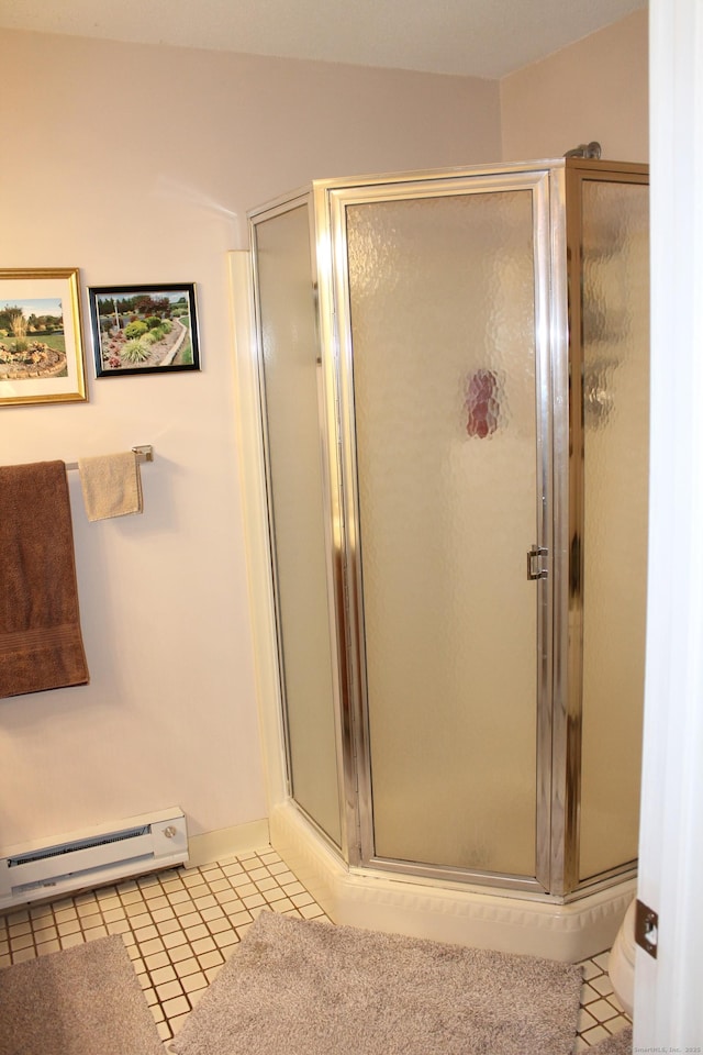 106 S Putter Dr Unit 106, Wallingford, CT 06492 - bathroom with a baseboard heating unit and a stall shower