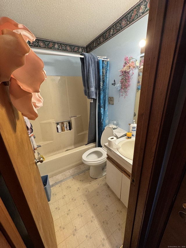 19 Fairmont Ave, New Haven, CT 06513 - full bathroom with vanity, tile patterned floors, shower / bathtub combination with curtain, and a textured ceiling