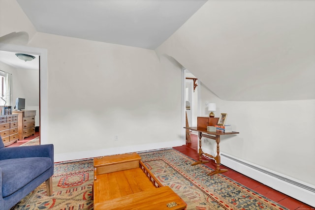 187 Whitehall Ave, Stonington, CT 06355 - sitting room with a baseboard radiator and vaulted ceiling