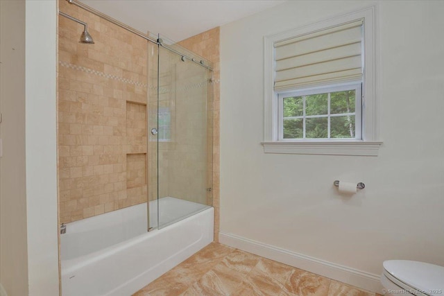 2 Lake Louise Dr, Westbrook, CT 06498 - bathroom featuring toilet, shower / bath combination with glass door, and baseboards