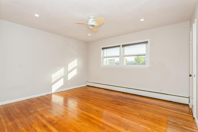20 Karen Rd, Danbury, CT 06811 - unfurnished room with baseboard heating, light wood-style flooring, ceiling fan, and recessed lighting