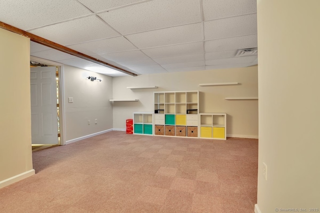 2 Edgehill Ct Unit 2, Woodbury, CT 06798 - finished basement featuring baseboards, a drop ceiling, and carpet