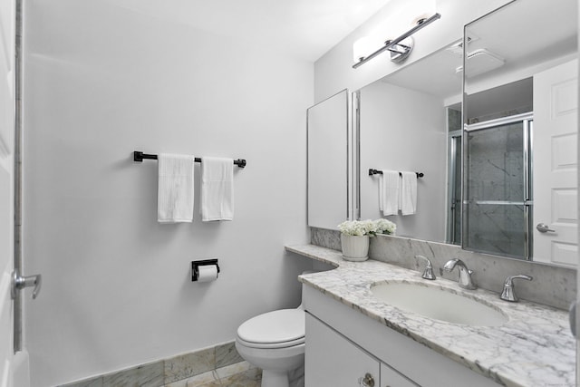 116 Southport Woods Dr, Fairfield, CT 06890 - full bathroom with vanity, a stall shower, and toilet