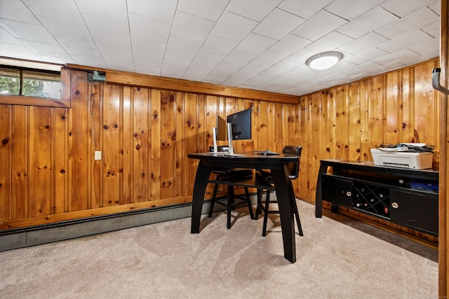 881 Pine St, Bristol, CT 06010 - office area featuring carpet flooring and wood walls