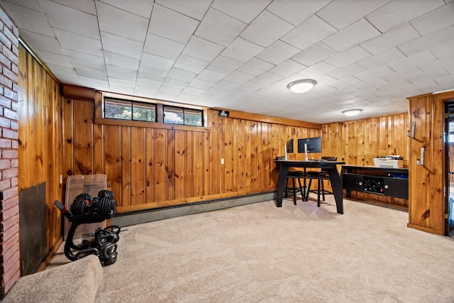 881 Pine St, Bristol, CT 06010 - home office featuring carpet floors and wood walls