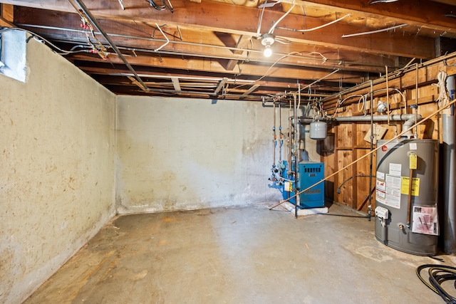 881 Pine St, Bristol, CT 06010 - unfinished basement featuring gas water heater and a heating unit