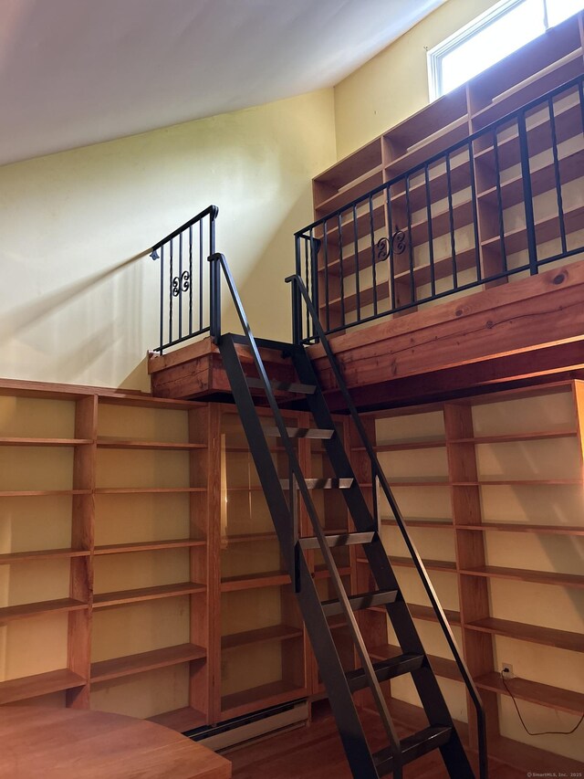 322 N St, Roxbury, CT 06783 - stairway featuring wood finished floors