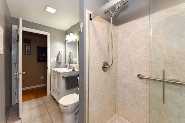 10 Brewer Rd, East Hampton, CT 06424 - bathroom featuring a tile shower, tile patterned floors, vanity, and toilet