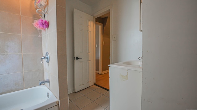 1149 Central Ave, Bridgeport, CT 06607 - bathroom with tile patterned flooring, vanity, and bathing tub / shower combination