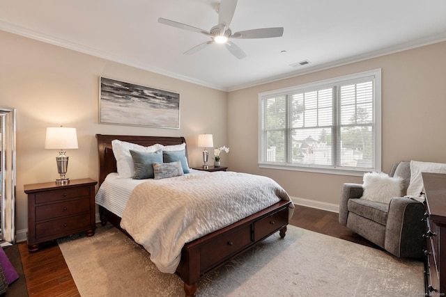 788 Farmington Ave Apt 202, Farmington, CT 06032 - bedroom featuring wood finished floors, crown molding, baseboards, and ceiling fan