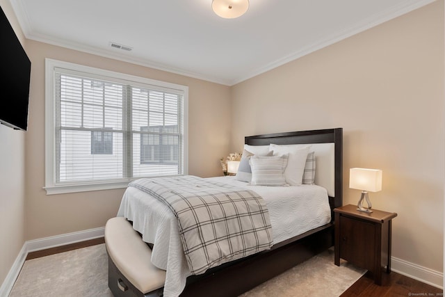 788 Farmington Ave Apt 202, Farmington, CT 06032 - bedroom featuring baseboards, multiple windows, crown molding, and dark wood-style floors