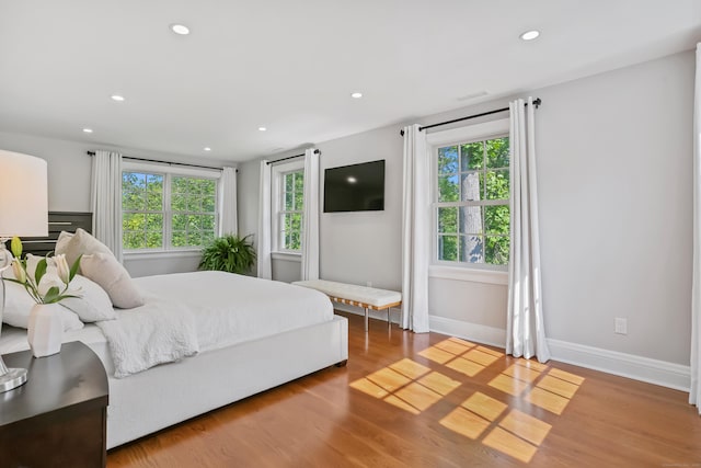 25 Conrad Rd, New Canaan, CT 06840 - bedroom featuring baseboards, wood finished floors, and recessed lighting
