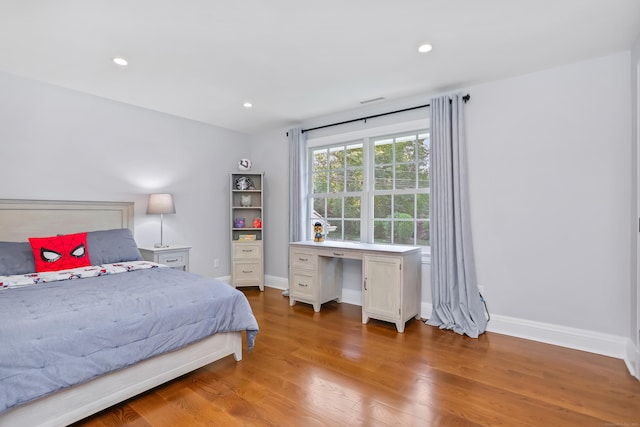25 Conrad Rd, New Canaan, CT 06840 - bedroom with light wood finished floors, an office area, baseboards, and recessed lighting