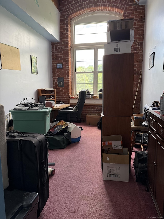 45 Main St Apt 401, Plainfield, CT 06374 - office featuring carpet floors, plenty of natural light, and brick wall