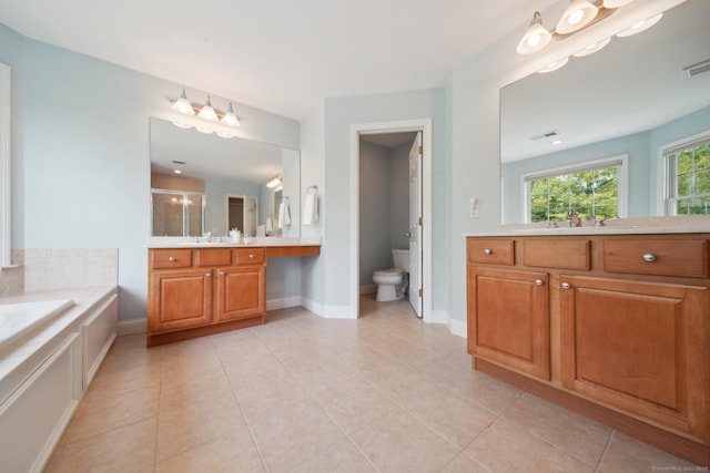 2 Tobins Ct, Danbury, CT 06810 - full bathroom featuring vanity, a stall shower, a bath, and tile patterned flooring