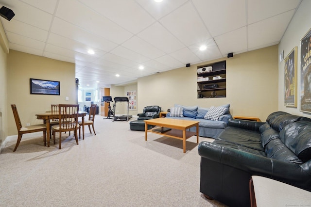 2 Tobins Ct, Danbury, CT 06810 - living room featuring carpet floors, a drop ceiling, and recessed lighting