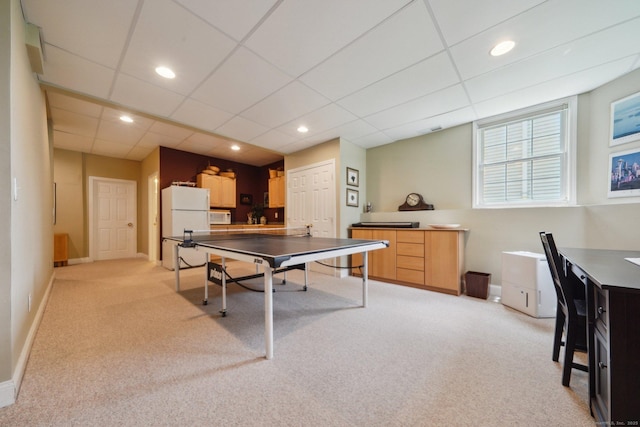 2 Tobins Ct, Danbury, CT 06810 - game room with light colored carpet, a drop ceiling, and recessed lighting