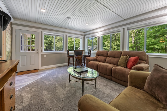 155 Garrigus Ct, Wolcott, CT 06716 - living room featuring baseboards, ornamental molding, and recessed lighting