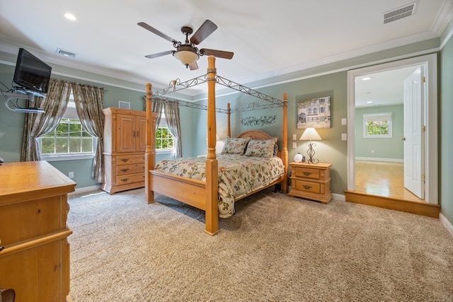 155 Garrigus Ct, Wolcott, CT 06716 - bedroom featuring carpet floors, baseboards, multiple windows, ornamental molding, and recessed lighting