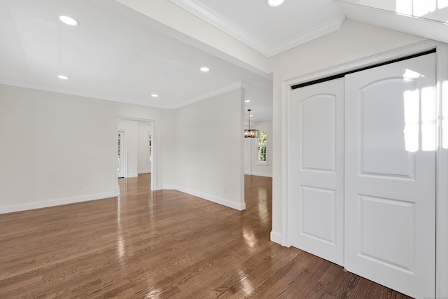 46 N Park St, Ellington, CT 06029 - entryway with ornamental molding, wood finished floors, recessed lighting, and baseboards