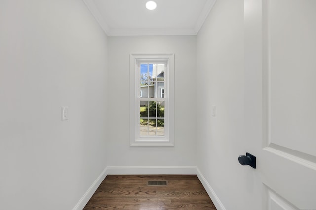 46 N Park St, Ellington, CT 06029 - unfurnished room with crown molding, dark wood-style floors, and baseboards