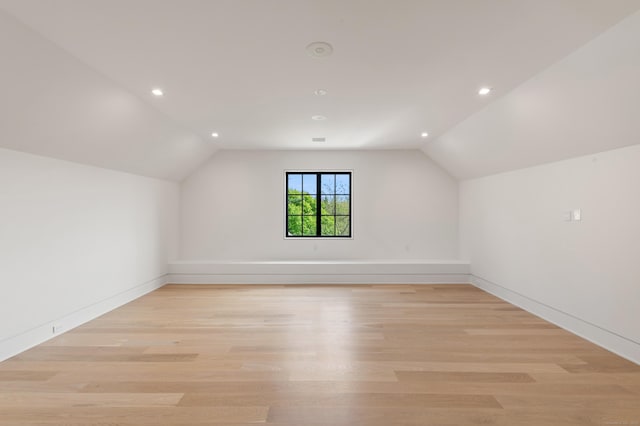 7 Dairy Rd, Greenwich, CT 06830 - additional living space featuring vaulted ceiling, light wood-style flooring, recessed lighting, and baseboards