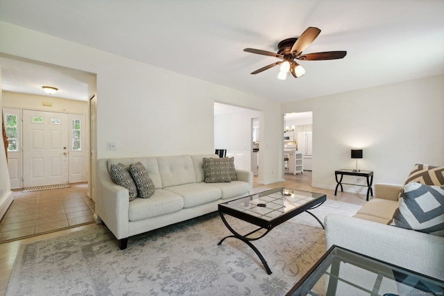 21 Dilaj Dr, Columbia, CT 06237 - living area with a ceiling fan, baseboards, and wood finished floors
