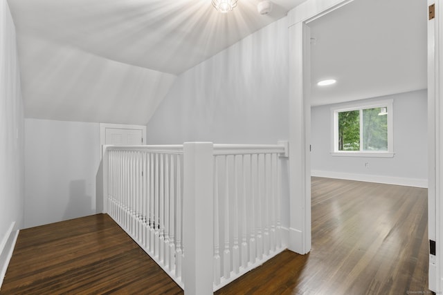 452 New Haven Ave, Derby, CT 06418 - hallway with wood finished floors, an upstairs landing, and lofted ceiling