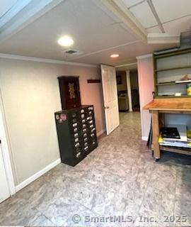 64 Hayes Rd, Simsbury, CT 06081 - office area featuring ornamental molding and baseboards