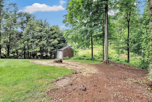 325 River Rd, Hamden, CT 06518 - view of grassy yard with an outbuilding, a garage, and dirt driveway