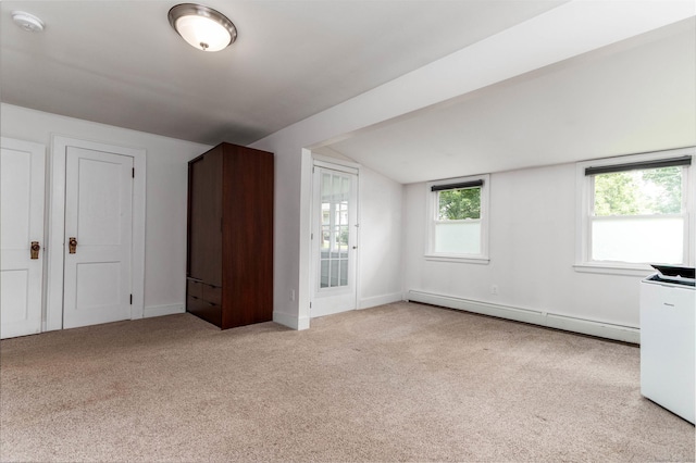 15 Seneca Rd, Middlefield, CT 06455 - unfurnished bedroom with carpet flooring, a baseboard heating unit, lofted ceiling, and baseboards