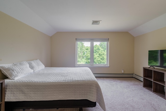 97 Spring Wood Ln, Bloomfield, CT 06002 - carpeted bedroom with vaulted ceiling and a baseboard heating unit