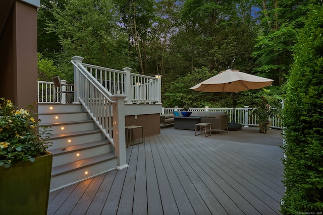 227 Dublin Hill Rd, Southbury, CT 06488 - wooden terrace featuring an outdoor hangout area and stairs