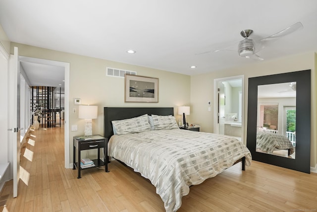 227 Dublin Hill Rd, Southbury, CT 06488 - bedroom featuring light wood-style flooring, recessed lighting, and ceiling fan