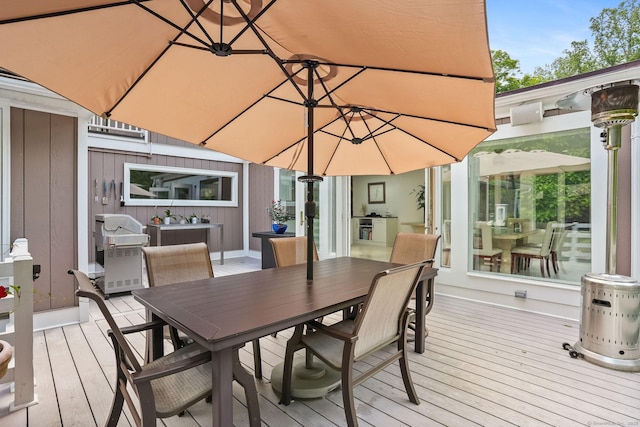 227 Dublin Hill Rd, Southbury, CT 06488 - wooden terrace with outdoor dining area and grilling area