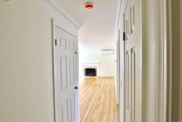 792 Cornwall Ave, Cheshire, CT 06410 - hall featuring a wall unit AC and light wood-type flooring