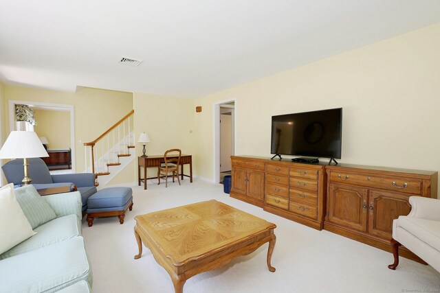 110 Cottage St, Trumbull, CT 06611 - living area with stairs and light colored carpet